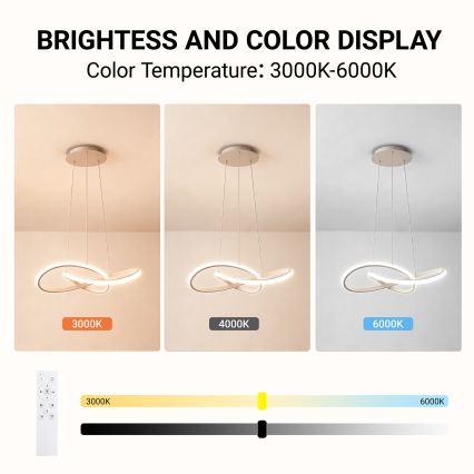 Brilagi - Lustre LED dimerizável suspenso por cabo INFINITY LED/55W/230V 3000-6000K 50x50 cm bege + comando remoto