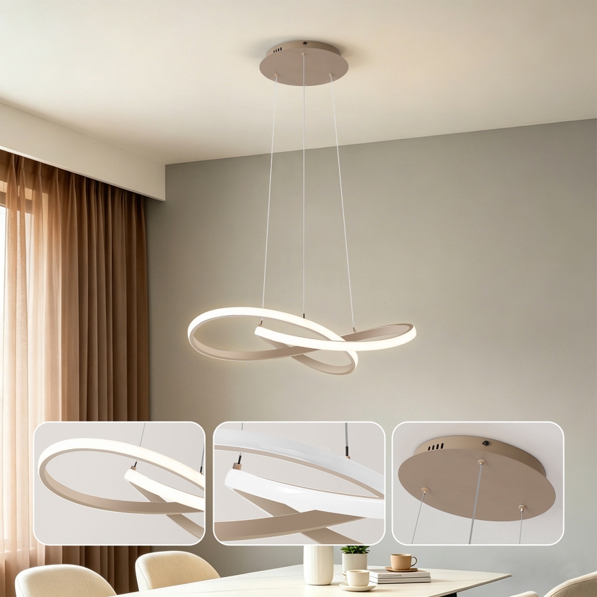 Brilagi - Lustre LED dimerizável suspenso por cabo INFINITY LED/55W/230V 3000-6000K 50x50 cm bege + comando remoto