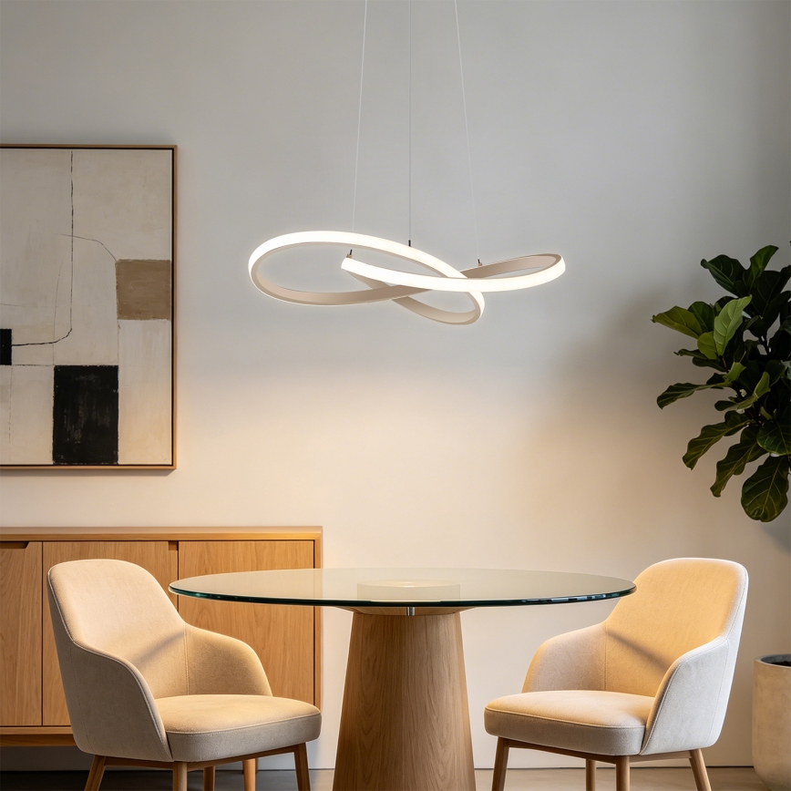 Brilagi - Lustre LED dimerizável suspenso por cabo INFINITY LED/55W/230V 3000-6000K 50x50 cm bege + comando remoto