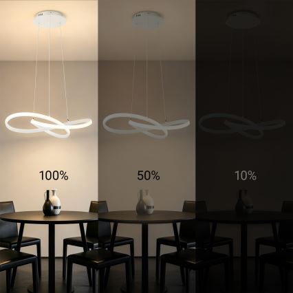 Brilagi - Lustre suspenso em cabo INFINITY regulável LED/55W/230V 3000-6000K 50x50 cm branco + comando remoto