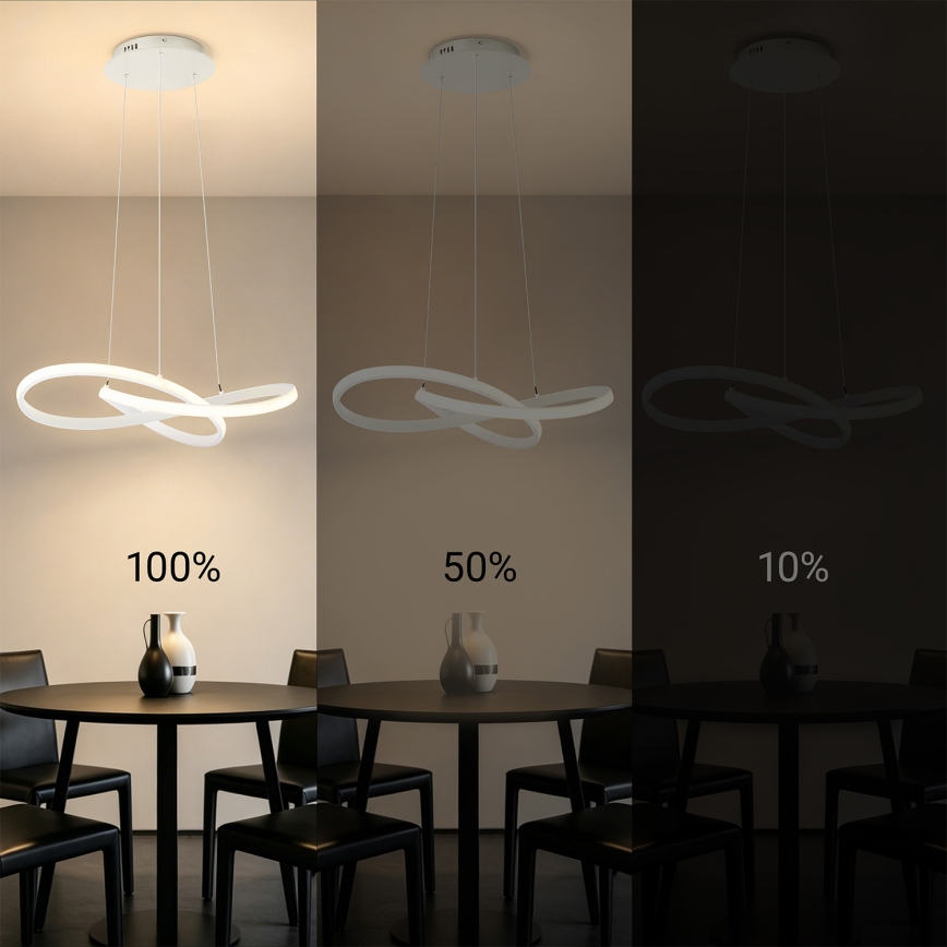 Brilagi - Lustre suspenso em cabo INFINITY regulável LED/55W/230V 3000-6000K 50x50 cm branco + comando remoto
