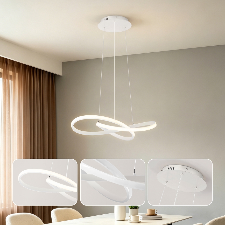 Brilagi - Lustre suspenso em cabo INFINITY regulável LED/55W/230V 3000-6000K 50x50 cm branco + comando remoto