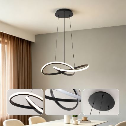 Brilagi - Lustre LED dimmerizável em cabo INFINITY LED/55W/230V 3000-6000K 50x50 cm preto + comando remoto