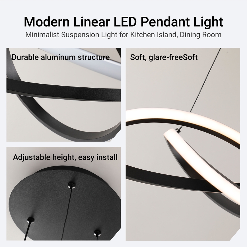 Brilagi - Lustre LED dimmerizável em cabo INFINITY LED/55W/230V 3000-6000K 50x50 cm preto + comando remoto