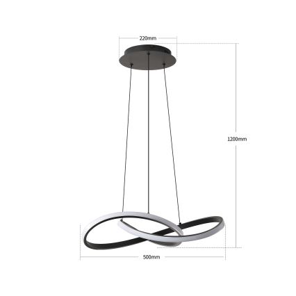 Brilagi - Lustre LED dimmerizável em cabo INFINITY LED/55W/230V 3000-6000K 50x50 cm preto + comando remoto