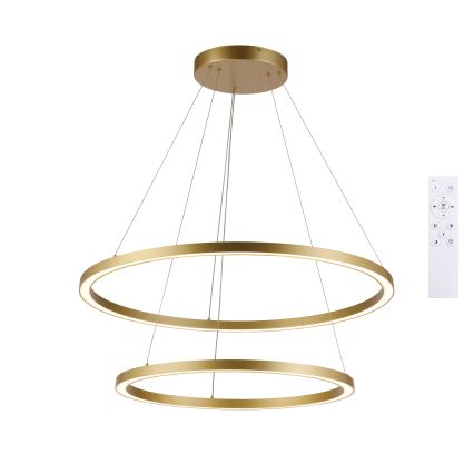 Brilagi - Lustre LED dimerizável suspenso por cabo PORTOFINO LED/98W/230V 3000-6000K diâmetro 80 cm dourado + comando remoto