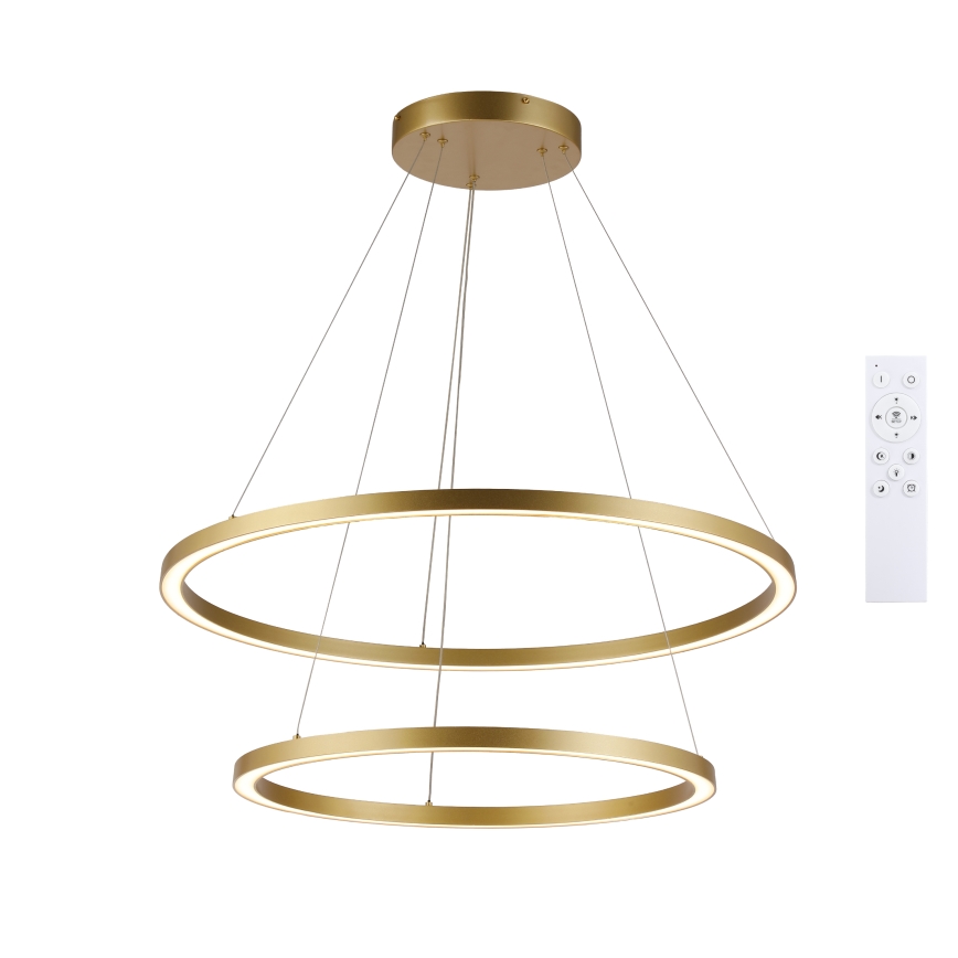 Brilagi - Lustre LED dimerizável suspenso por cabo PORTOFINO LED/98W/230V 3000-6000K diâmetro 80 cm dourado + comando remoto