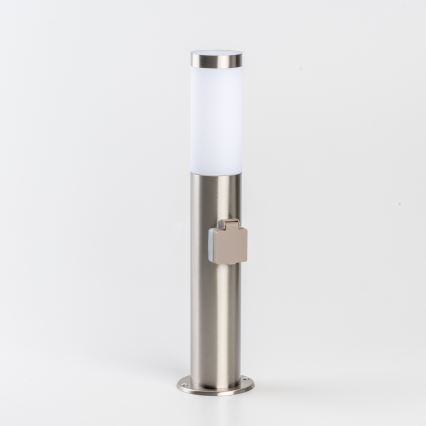 BRILAGI - Candeeiro LED exterior regulável com tomada ELIA 1xE27/6W/230V 2700-6500K IP44 Wi-Fi 50 cm cromo fosco