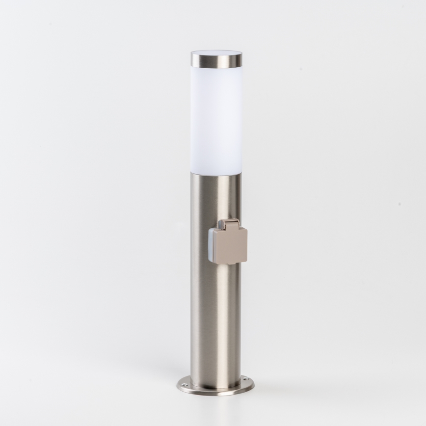 BRILAGI - Candeeiro LED exterior regulável com tomada ELIA 1xE27/6W/230V 2700-6500K IP44 Wi-Fi 50 cm cromo fosco