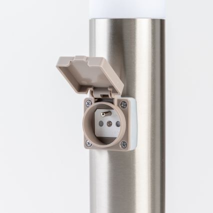 BRILAGI - Candeeiro LED exterior regulável com tomada ELIA 1xE27/6W/230V 2700-6500K IP44 Wi-Fi 50 cm cromo fosco