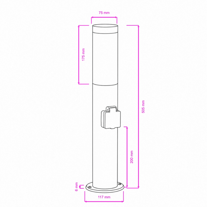 BRILAGI - Candeeiro LED exterior regulável com tomada ELIA 1xE27/6W/230V 2700-6500K IP44 Wi-Fi 50 cm cromo fosco