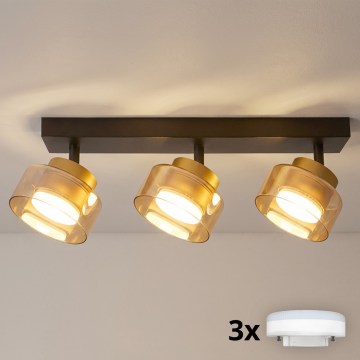Brilagi - LED RGB+CCT Spot de embutir dimerizável AURA LUX 3xGX53/14W/230V 2700-6500K Wi-Fi Tuya preto/dourado