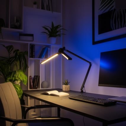 Brilagi - Candeeiro de mesa tátil e dimerizável LED RGBTW com clipe VARIO LED/18W/230V 3000-6500K CRI 96 preto