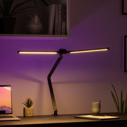 Brilagi - Candeeiro de mesa tátil e dimerizável LED RGBTW com clipe VARIO LED/18W/230V 3000-6500K CRI 96 preto