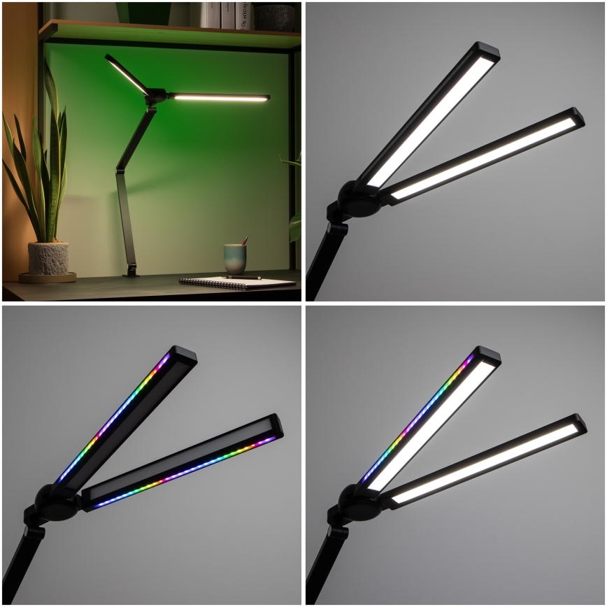 Brilagi - Candeeiro de mesa tátil e dimerizável LED RGBTW com clipe VARIO LED/18W/230V 3000-6500K CRI 96 preto