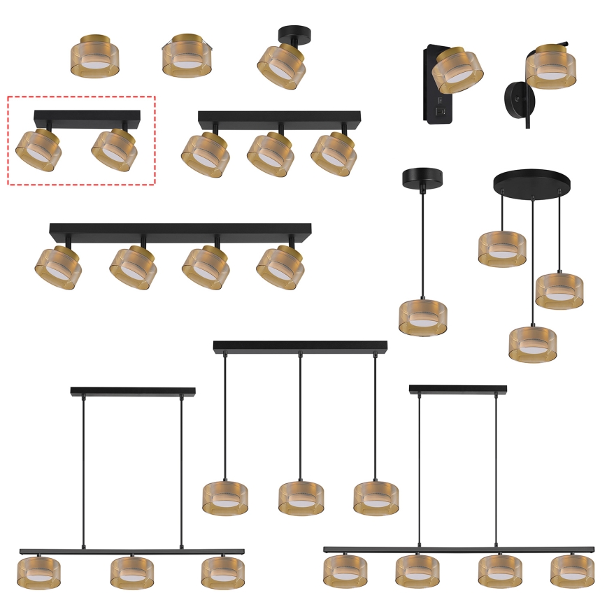 BRILAGI - Spot LED RGB+CCT regulável AURA LUX 2xGX53/14W/230V 2700-6500K Wi-Fi Tuya preto/dourado