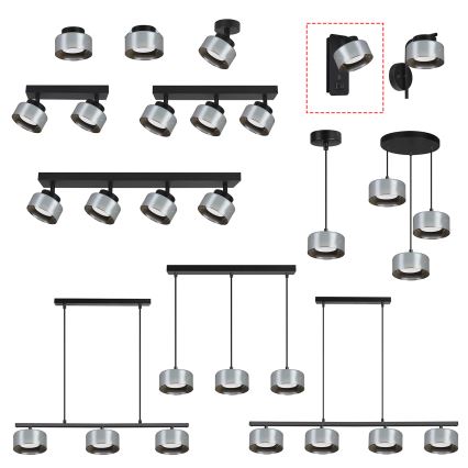 Brilagi - Aplique de parede LED RGB+CCT dimerizável com porta USB AURA LUX 1xGX53/14W/230V 2700-6500K Wi-Fi Tuya preto/fumê