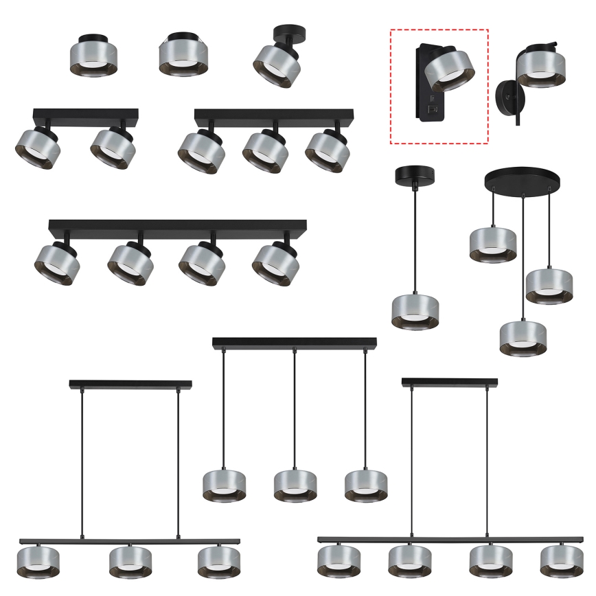 Brilagi - Aplique de parede LED RGB+CCT dimerizável com porta USB AURA LUX 1xGX53/14W/230V 2700-6500K Wi-Fi Tuya preto/fumê