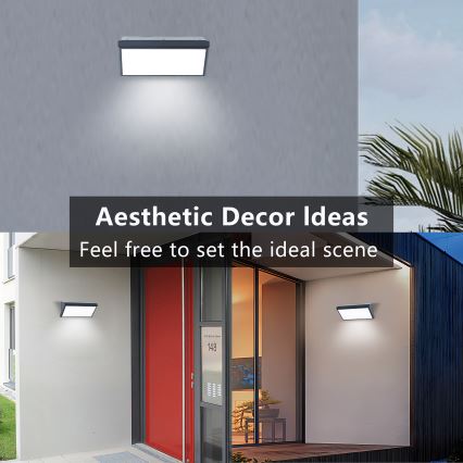 Brilagi - Aplique de parede LED RGBW dimerizável para exterior TRIANGLE 1xE27/9W/230V 2700-6500K IP65 antracite