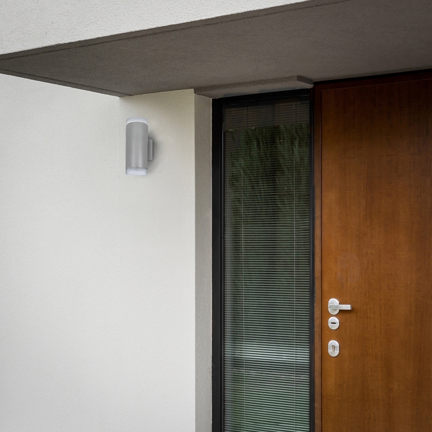 Brilagi - Aplique de parede exterior LED RGBW dimerizável MATERA 2xGU10/4,8W/230V 3000K IP54 cinzento + comando remoto