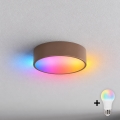 BRILAGI - LED RGBW candeeiro de tecto dimerizável CLARE 1xE27/12W/230V Ø 20 cm castanho