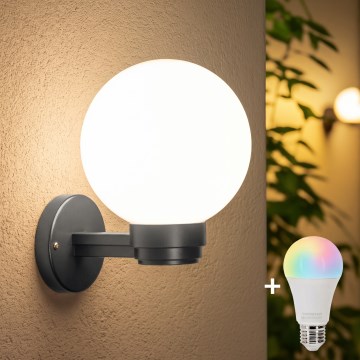 BRILAGI - LED RGBW dimerizável aplique de parede exterior HARBOR 1xE27/12W/230V 2700-6500K IP33 antracite/branco