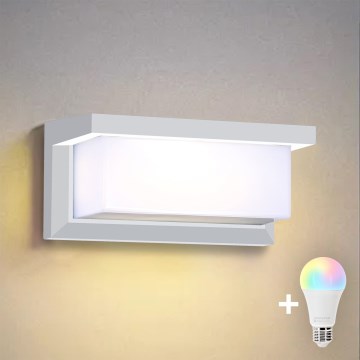 Brilagi - LED RGBW dimerizável aplique de parede para exterior BRICKY 1xE27/9W/230V 2700-6500K IP54 branco