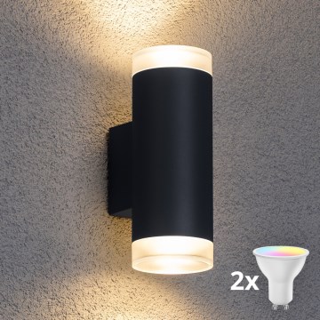 Brilagi - LED RGBW dimerizável aplique de parede para exterior MATERA 2xGU10/4,8W/230V 3000K IP54 antracite + controlo remoto