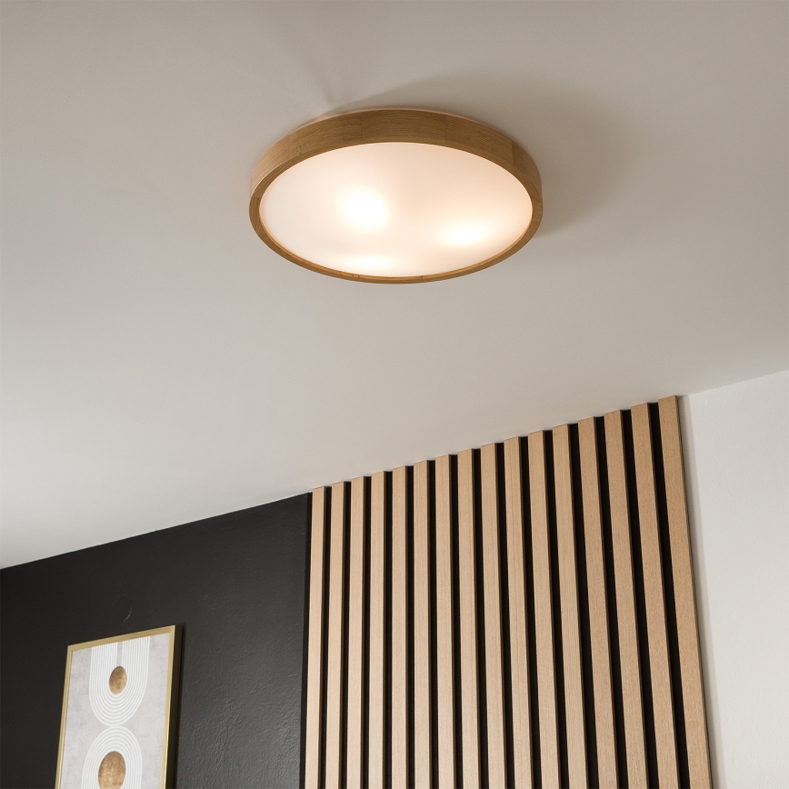 Brilagi - Candeeiro de tecto LED RGBW dimerizável CARVALHO SLIM 3xE27/9W/230V 2700-6500K Wi-Fi carvalho Ø 47 cm