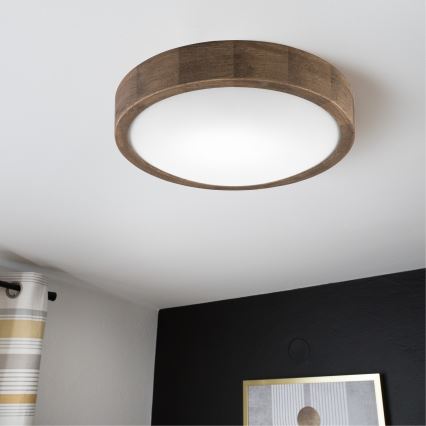 Brilagi - Luminária de teto LED RGBW dimerizável CARVALHO SLIM 1xE27/9W/230V 2700-6500K Wi-Fi carvalho, diâmetro 27 cm