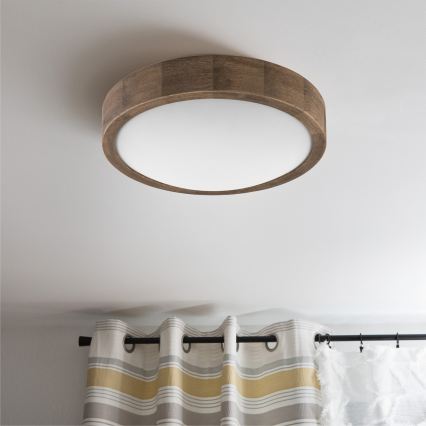 Brilagi - Luminária de teto LED RGBW dimerizável CARVALHO SLIM 1xE27/9W/230V 2700-6500K Wi-Fi carvalho, diâmetro 27 cm