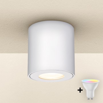 Brilagi - LED RGBW dimerizável luminária para casa de banho MIA 1xGU10/4,8W/230V 3000K 84x80 mm branca IP54 + comando remoto