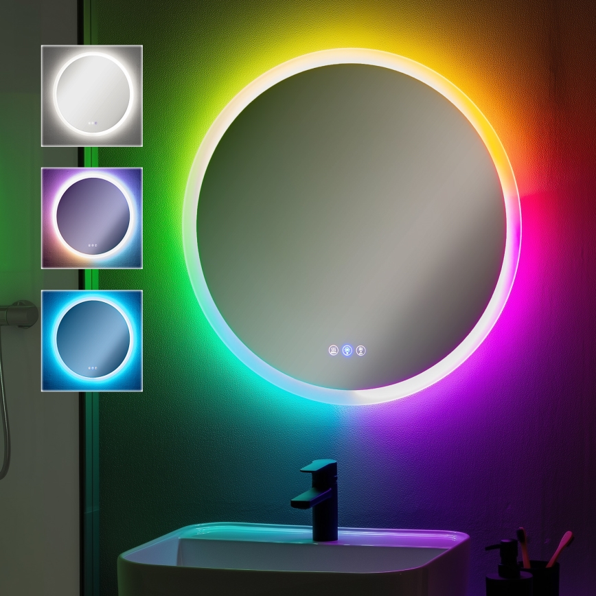 Brilagi - LED RGBW Espelho aquecido para casa de banho CLARA PRO LED/18,5W/230V Ø 60 cm IP44 CRI 90 dimerizável + CCT