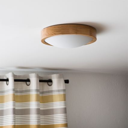 Brilagi - Luminária de teto LED RGBW dimerizável CARVALHO SLIM 1xE27/9W/230V 2700–6500K Wi-Fi carvalho diâmetro 27 cm
