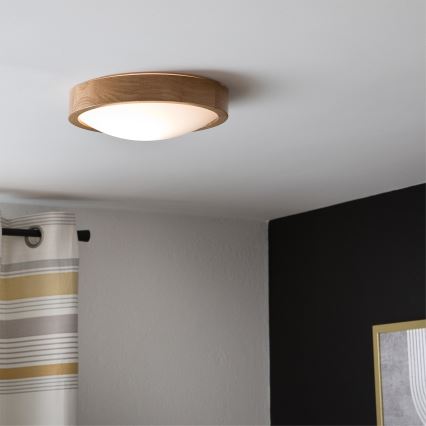 Brilagi - Luminária de teto LED RGBW dimerizável CARVALHO SLIM 1xE27/9W/230V 2700–6500K Wi-Fi carvalho diâmetro 27 cm