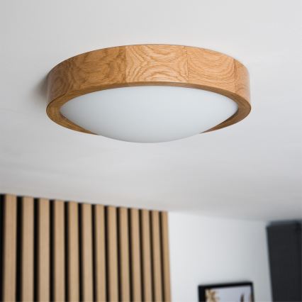 Brilagi - Luminária de teto LED RGBW dimerizável CARVALHO SLIM 1xE27/9W/230V 2700–6500K Wi-Fi carvalho diâmetro 27 cm