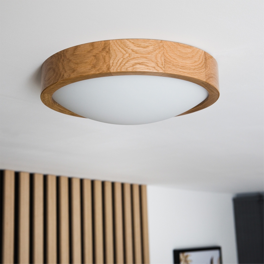 Brilagi - Luminária de teto LED RGBW dimerizável CARVALHO SLIM 1xE27/9W/230V 2700–6500K Wi-Fi carvalho diâmetro 27 cm