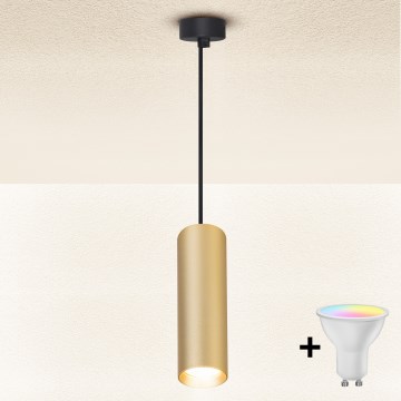 Brilagi - LED RGBW Lustre dimerizável suspenso por cabo SELE 1xGU10/6W/230V 3000K preto/dourado + controlo remoto