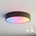 Brilagi - LED RGBW Regulável candeeiro de teto CLARE 3xE27/9W/230V 2700-6500K Ø 40 cm Wi-Fi preto