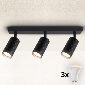 Brilagi - LED RGBW spot regulável SELE DIAMANT 3xGU10/4,8W/230V 3000K preto + controlo remoto
