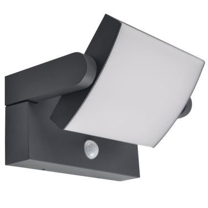 Brilagi - Luminária de parede solar LED com sensor de movimento e crepúsculo ANKLE LED/10W/3,7V 3000 mAh 4000K IP65 antracite