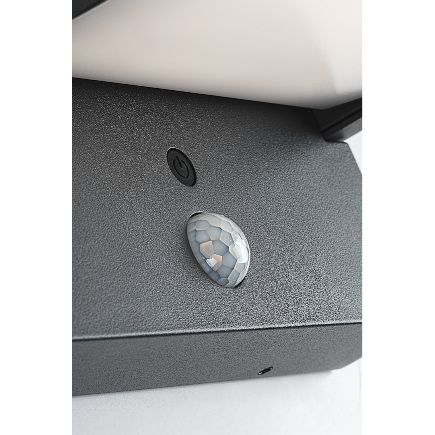 Brilagi - Luminária de parede solar LED com sensor de movimento e crepúsculo ANKLE LED/10W/3,7V 3000 mAh 4000K IP65 antracite