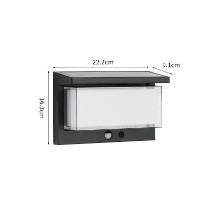 Brilagi - Luminária de parede solar LED com sensor SUN LUME LED/10W/3,7V 4000 mAh IP44