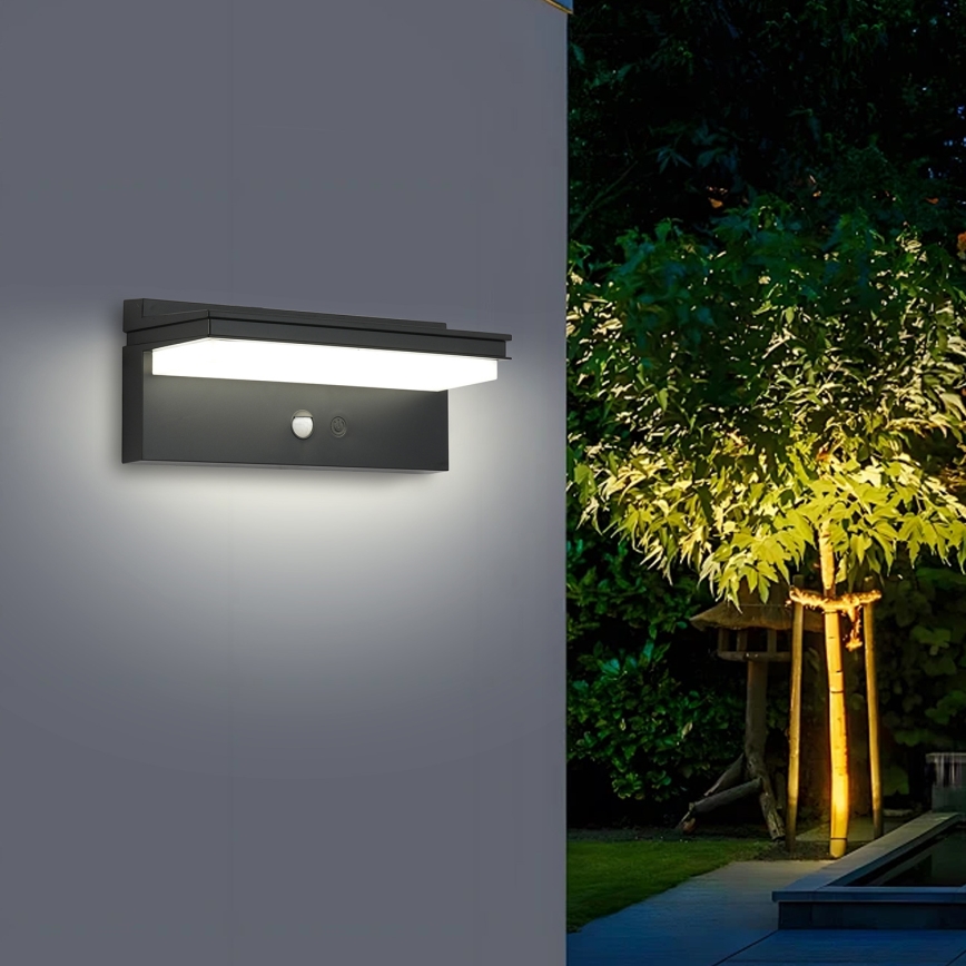 Brilagi - Luminária de parede solar LED com sensor SUN SENSE LED/10W/3,7V 4000 mAh IP44