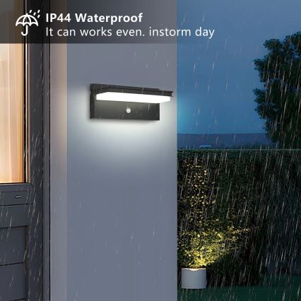 Brilagi - Luminária de parede solar LED com sensor SUN SENSE LED/10W/3,7V 4000 mAh IP44