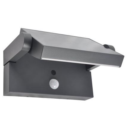 Brilagi - Luminária de parede solar LED com sensor de movimento e crepúsculo ANKLE LED/10W/3,7V 3000 mAh 3000K IP65 antracite