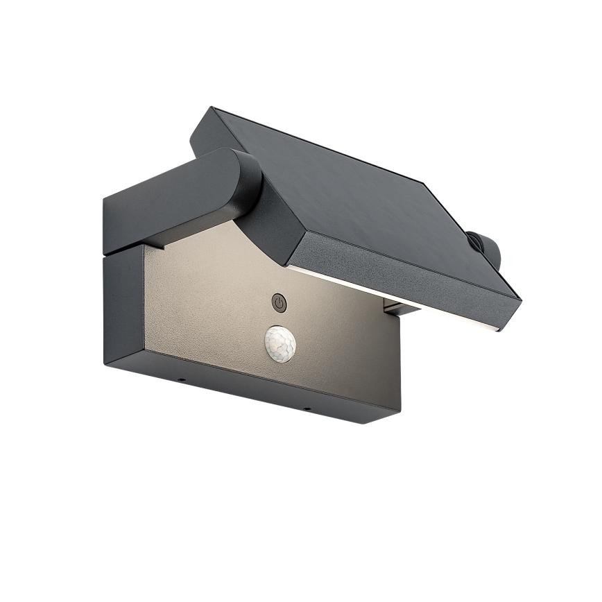 Brilagi - Luminária de parede solar LED com sensor de movimento e crepúsculo ANKLE LED/10W/3,7V 3000 mAh 3000K IP65 antracite