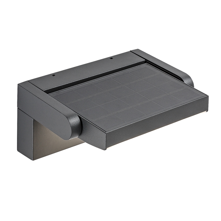 Brilagi - Luminária de parede solar LED com sensor de movimento e crepúsculo ANKLE LED/10W/3,7V 3000 mAh 3000K IP65 antracite