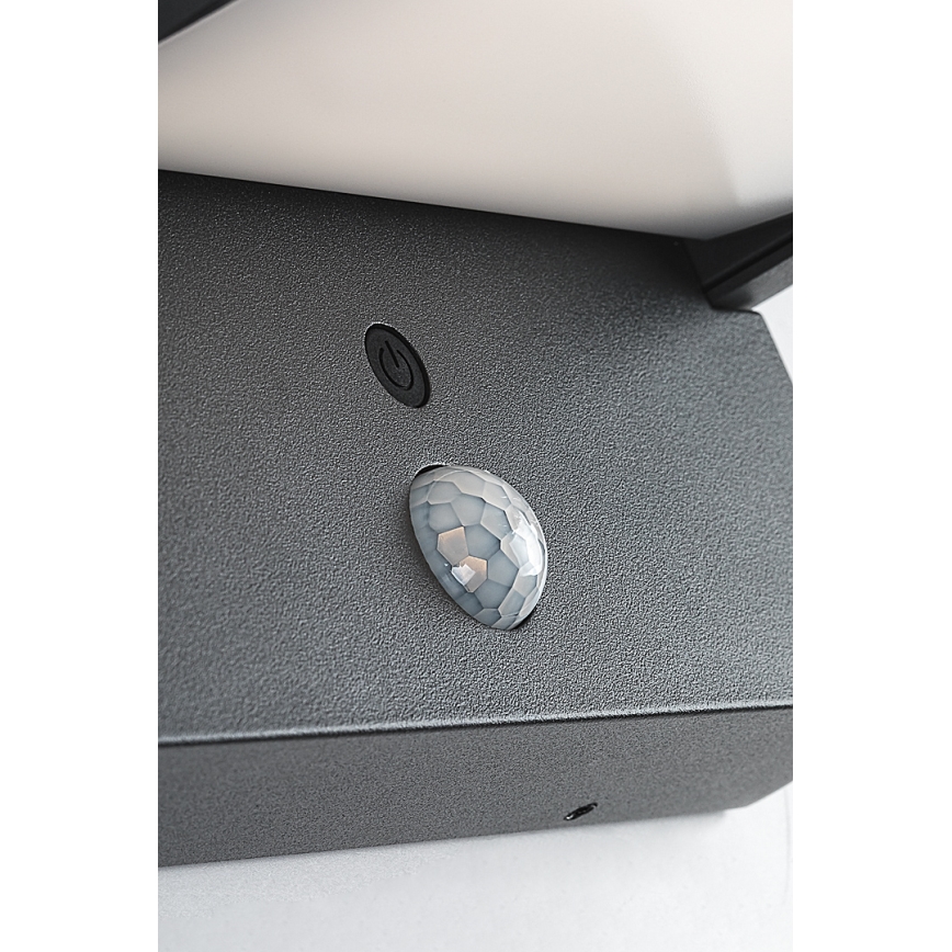 Brilagi - Luminária de parede solar LED com sensor de movimento e crepúsculo ANKLE LED/10W/3,7V 3000 mAh 3000K IP65 antracite