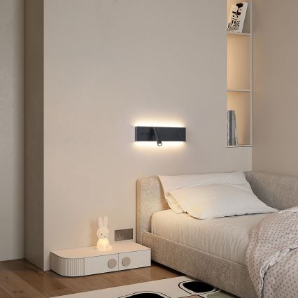 Brilagi - Aplique de parede LED orientável com porta USB NOCTIS LED/3W/230V + LED/9W preto